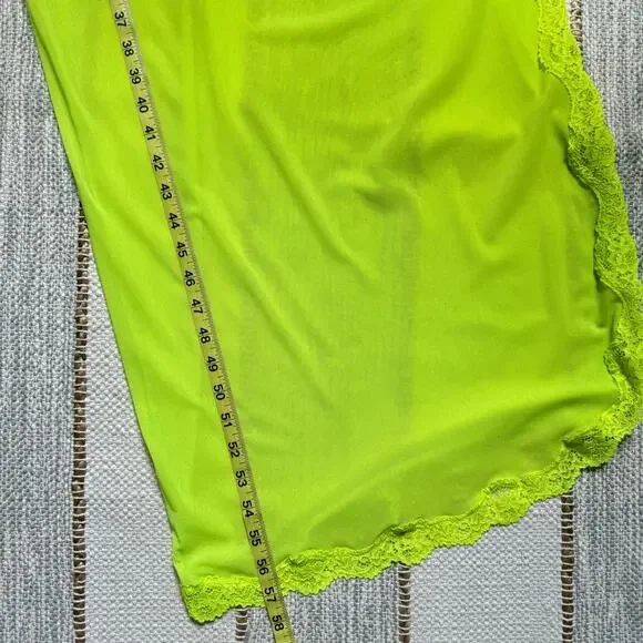 Skims Summer Mesh Lace Plunge Neon Green Highlighter Sleeveless Long Dress  2X